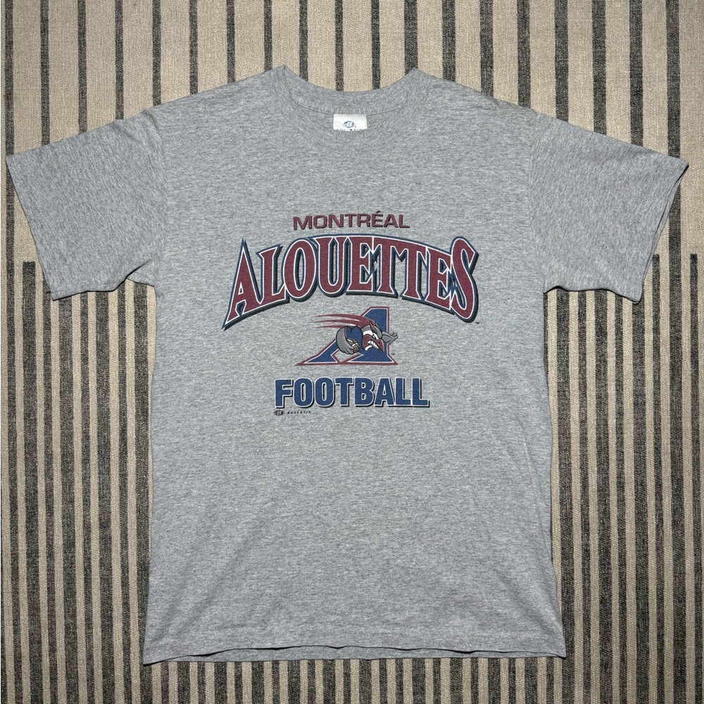 Vintage 90s Montreal Alouettes Grey Football CFL T-Shirt